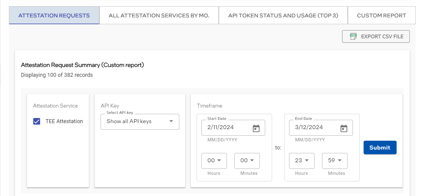 Select a Report - Attestation requests