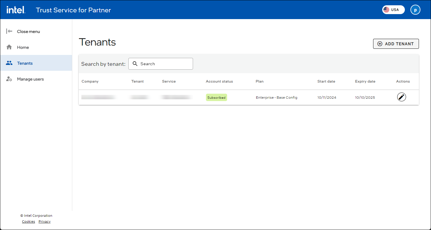 Tenants page