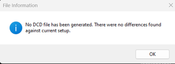 No File generated pop-up
