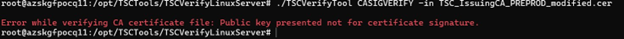 A graphic showing the CASIGVERIFY command an output error.