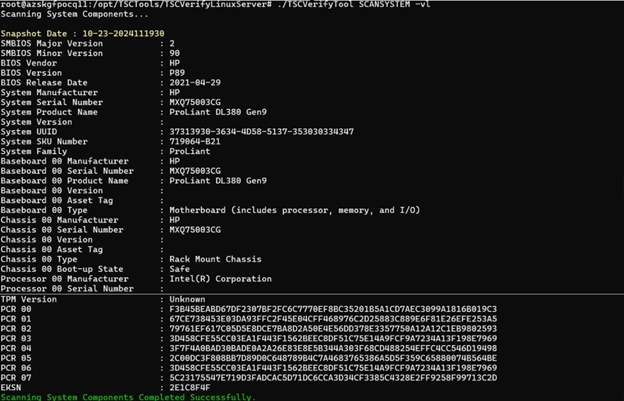 A graphic showing the output from the scan system option.