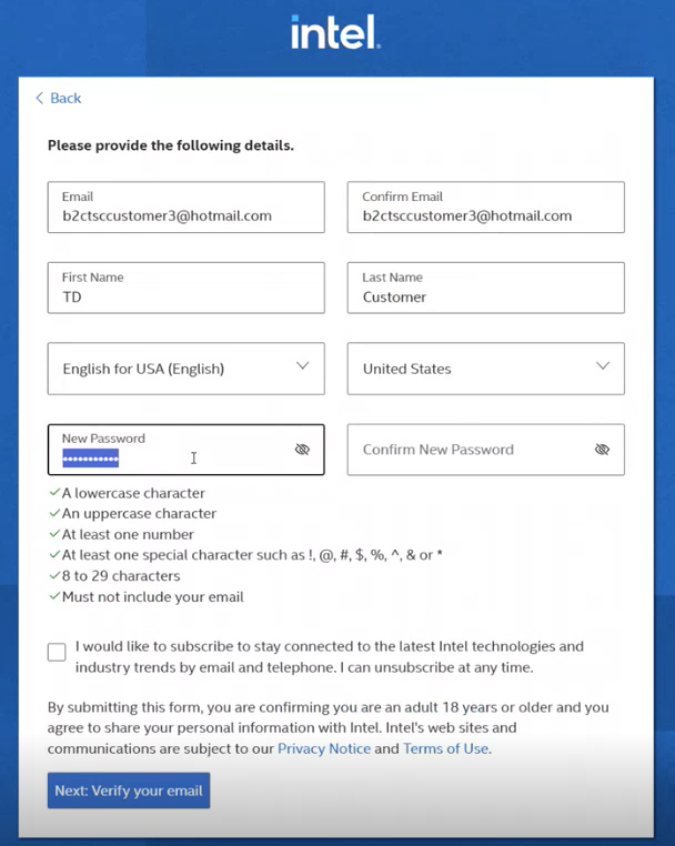 Intel Azure Portal Verify your identity popup.
