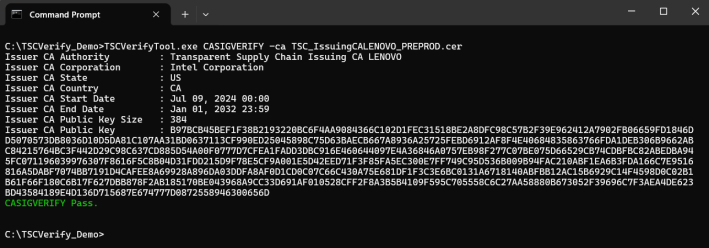 Graphic showing the output from the CASIGVERIFY option.