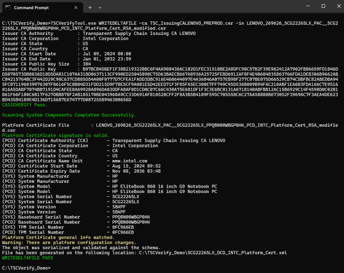 A graphic showing the output from the write delta file command.