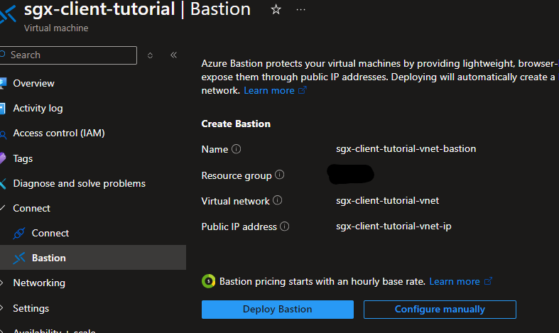 Settings used to deploy bastion.